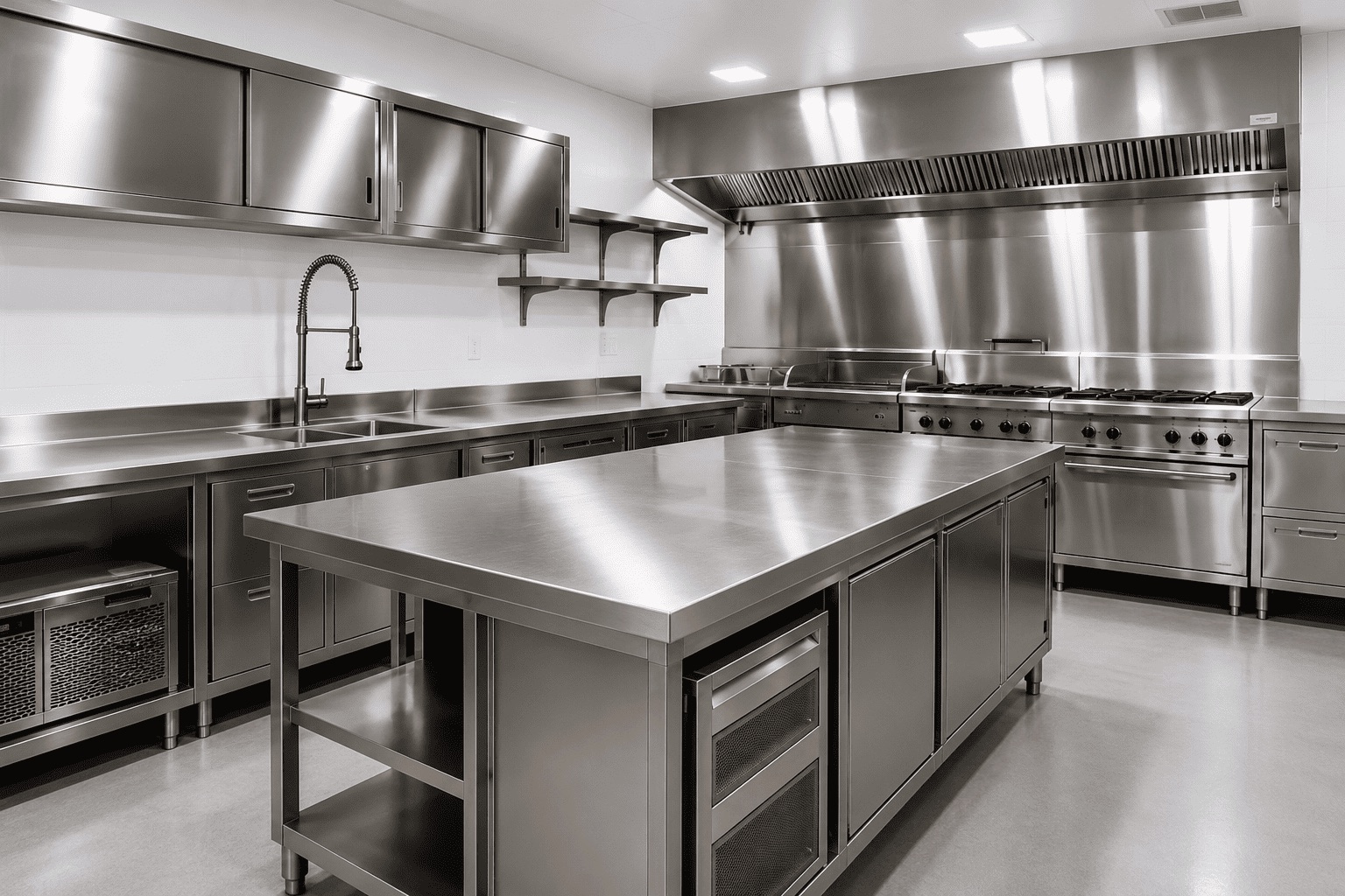 Cocina industrial en acero inoxidable fabricada por ACERMEC